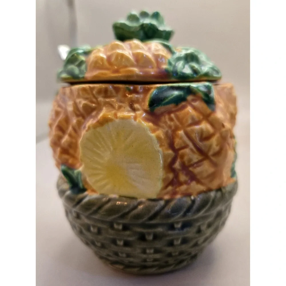 Jelly Jar. Vintage Pineapple Design With Serving Spoon Japan 1920 To 1950's‎